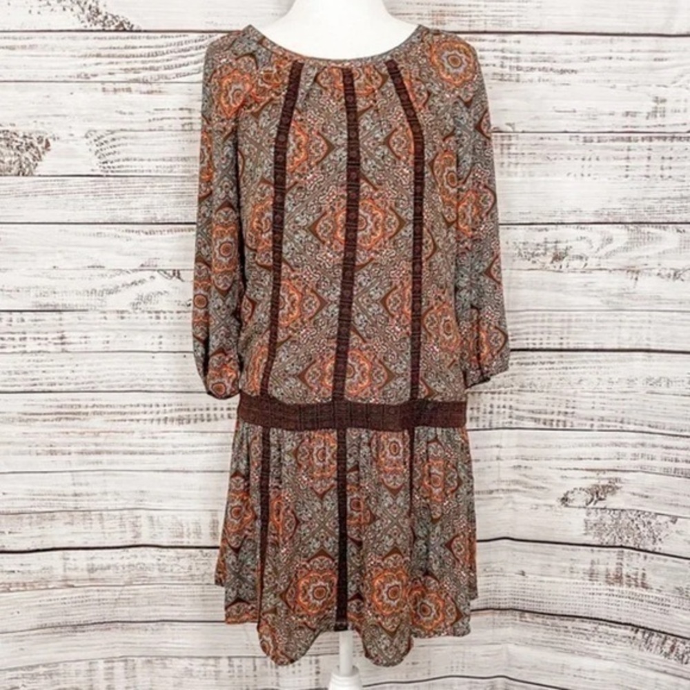 ⭐️⭐️Daniel Rainn Boho Drop Waist Crochet Accent Dress, NWT, Size Medium,